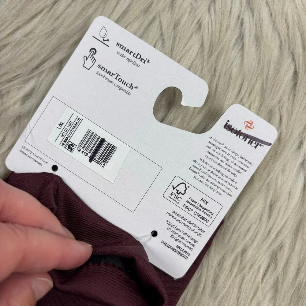 NWT Isotoner Women's L / XL Burgundy SmartDri Jersey Driving Gloves